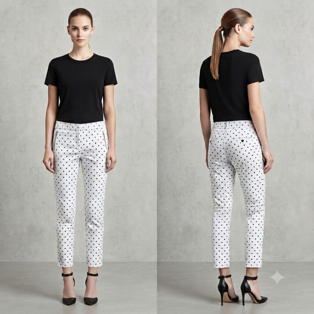 Atmosphere Polka Dot Cropped Ankle Skinny Pants White Black 8
